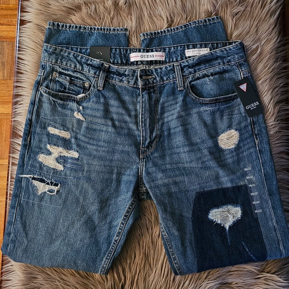 GUESS Men's Regular Straight Denim Jeans